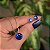 Colar e brinco redondo cristal azul marinho ródio semijoia - Imagem 1