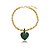 Pulseira corrente coração zircônia verde ouro semijoia PU 783 - Imagem 1