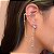 Brinco ear line coração lilás corrente ouro semijoia XD 525 - Imagem 1