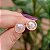 Brinco redondo pedra natural quartzo rosa perolado ouro semijoia - Imagem 1