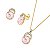 Colar e brinco pedra natural quartzo rosa perolado ouro semijoia - Imagem 1