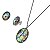 Colar e brinco oval pedra natural abalone ródio semijoia - Imagem 1