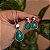 Colar e brinco gota pedra natural esmeralda ródio semijoia - Imagem 1