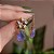 Brinco flor cristal fusion gota lavanda ouro semijoia - Imagem 2