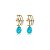 Brinco ear hook cristal fusion azul ouro semijoia - Imagem 1