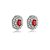 Brinco pressão oval zircônia vermelho ródio semijoia - Imagem 1