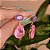 Brinco gota cristal fusion tanzanita e rosa ouro semijoia - Imagem 3