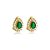 Brinco pressão gota zircônia verde esmeralda ouro semijoia - Imagem 1