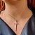 Colar crucifixo palito zircônia ródio semijoia - Imagem 2