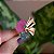 Anel borboleta cristal rosa e verde zircônia ouro semijoia - Imagem 1