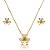 Colar e brinco flor zircônia ouro semijoia 22k09006 - Imagem 1