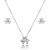Colar e brinco flor zircônia ródio semijoia 22k09006 - Imagem 1