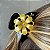Piranha de cabelo acetato flor dourado - Imagem 2