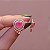 Brinco coração cristal fusion rosa zircônia ouro semijoia BA 5181 - Imagem 3