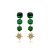 Brinco quadradinhos cristais verde esmeralda ouro semijoia 23a033001 - Imagem 1