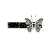Presilha acetato preto marmorizado borboleta cristais branco - Imagem 1