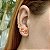 Brinco ear cuff resina coral ouro semijoia - Imagem 2