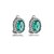 Brinco pressão oval zircônia verde turmalina ródio semijoia 18237 - Imagem 1