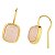 Brinco gancho retangular pedra natural quartzo rosa ouro semijoia - Imagem 1