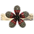 Presilha acetato bege marmorizado flor cristais vermelho - Imagem 1