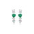 Brinco ear hook corações zircônia verde prata 925 - Imagem 4