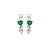 Brinco ear hook corações zircônia verde prata 925 - Imagem 1