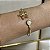 Bracelete ajustável flor pedra natural nautilus ouro semijoia - Imagem 2