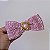 Presilha laço tecido tweed rosa com pérola - Imagem 1