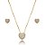 Colar e brinco coração zircônia ouro semijoia 24k04023 - Imagem 1