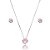 Colar e brinco redondo cristal rosa ródio semijoia 3695 - Imagem 1