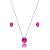 Colar e brinco oval cristal pink ródio semijoia 3697 - Imagem 1