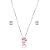 Colar e brinco oval cristal rosa ródio semijoia 3697 - Imagem 1