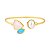 Bracelete ajustável pedras naturais quartzo rosa ágata azul céu e pérola shell ouro semijoia - Imagem 1