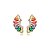 Brinco ear cuff gotinhas zircônias coloridas ouro semijoia E2577 - Imagem 1