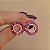 Brinco círculo zircônia baguete pink ouro semijoia E240221 - Imagem 4