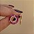 Brinco círculo zircônia baguete pink ouro semijoia E240221 - Imagem 6