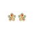 Brinco flor zircônias coloridas ouro semijoia - Imagem 1