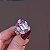 Anel ajustável Leticia Sarabia retangular cristal fucshia 8079 - Imagem 3