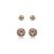 Kit 2 brincos zircônias coloridas ouro semijoia BA 4989 - Imagem 1