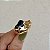 Anel Ayla pedra natural obsidiana negra ouro semijoia - Imagem 3