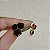 Brinco Ayla pedra natural obsidiana negra ouro semijoia - Imagem 4
