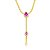 Colar gravata cristal rosa ouro semijoia - Imagem 1