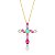 Colar crucifixo cristais coloridos ouro semijoia - Imagem 1