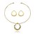 Colar e brinco gota vazada ouro semijoia 689 - Imagem 1