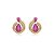 Brinco gota cristal fusion roxo ouro semijoia E11535 - Imagem 1