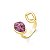 Anel ajustável pedra natural rodonita rosa ouro semijoia - Imagem 1