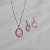 Colar e brinco oval pedra natural madrepérola rosa ródio semijoia - Imagem 3