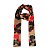 Lenço echarpe caramelo floral preto com vermelho - Imagem 1