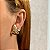 Brinco ear hook curvo cristal gota ouro semijoia - Imagem 2