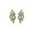 Brinco folhas zircônia verde ouro semijoia - Imagem 1
